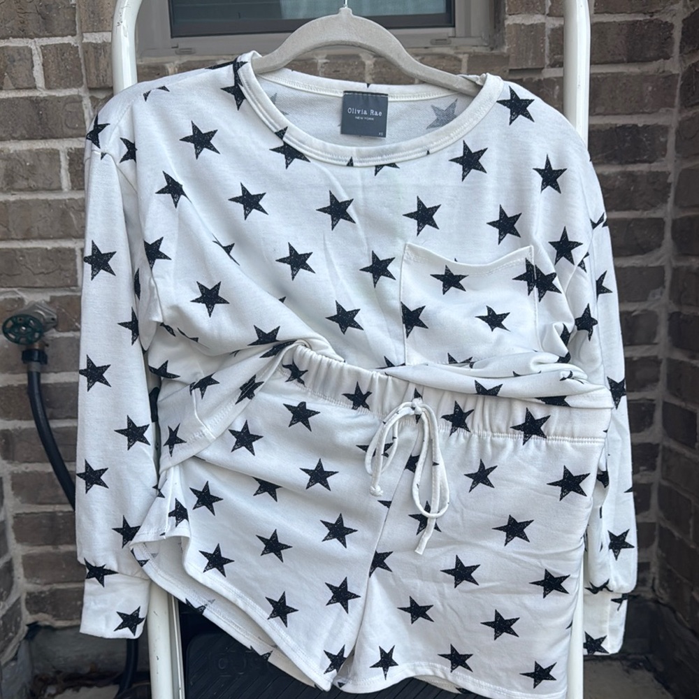 Olivia Rae Pajamas - White with Black Stars